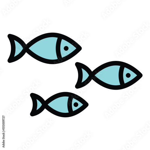 Shoal icon flat line style illustration representing a group of fish or shallow water area, suitable for marine life, fishing, and aquatic ecosystem-related projects