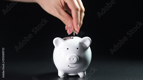 Saving money action home financial planning content indoor environment close-up viewpoint personal finance concept for budgeting and savings strategies