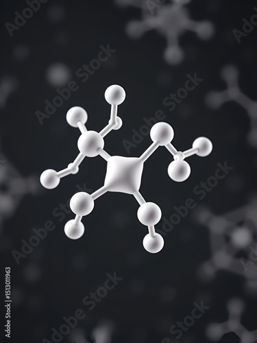 acrylamide molecular structure, 3d model molecule, monomer, structural chemical formula view from a microscope