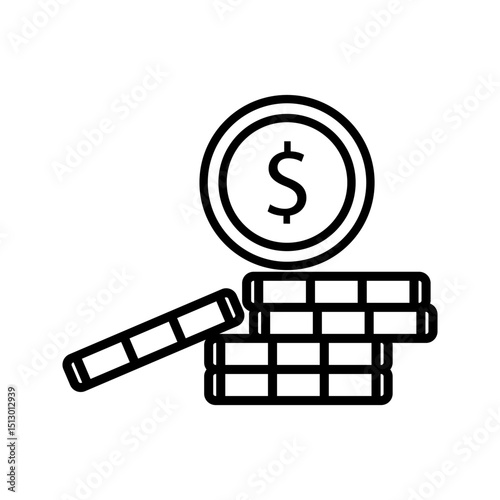 coin money business icon vector, isolated on white background.