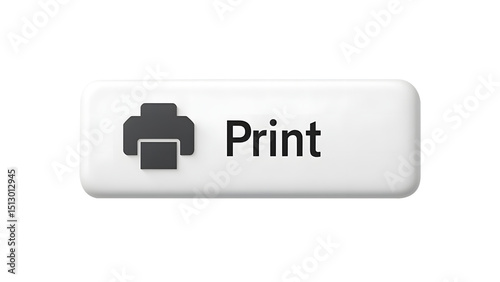 Print button. Print icon, document action, transparent background