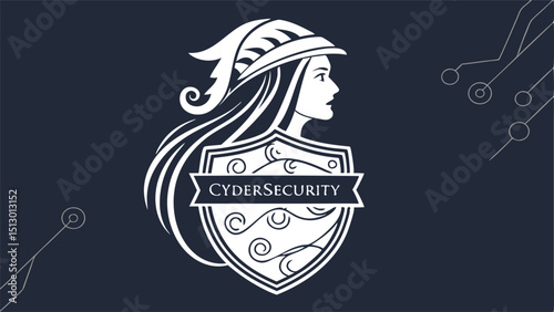 Dark Abstract Background Vector Art of Gothic Cybersecurity Badge with Modern Font  