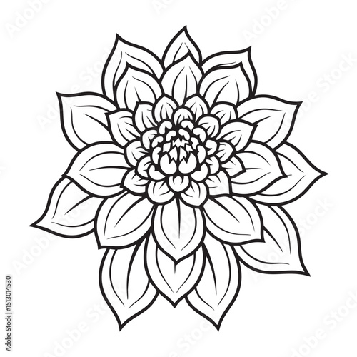 Realistic Dahlia Flower Coloring Page