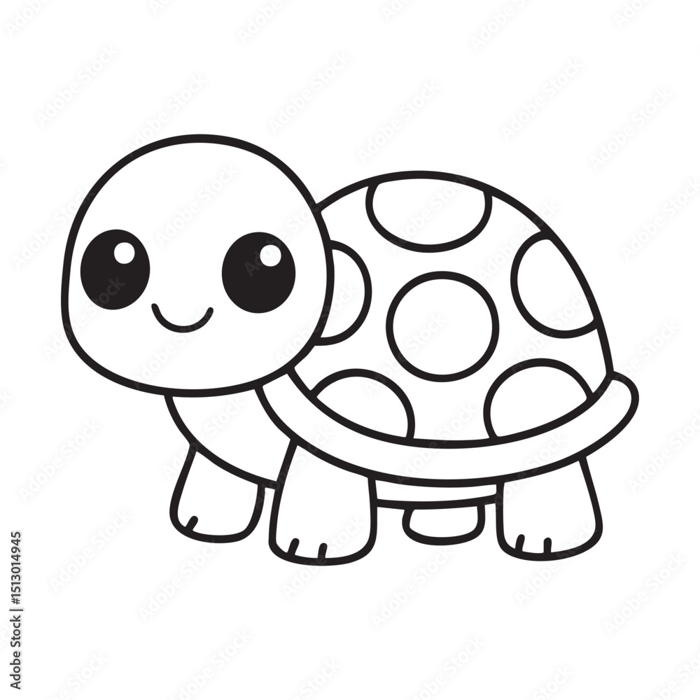 Fototapeta premium Cute Cartoon Turtle Coloring Page