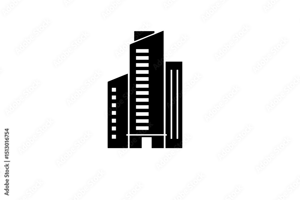Obraz premium Architectural Black Buildings on White Backdrop Urban Landscape Design Vector Artwork