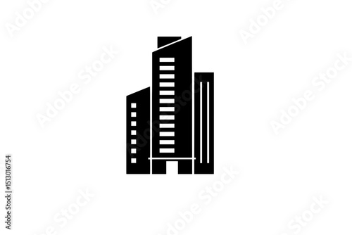 Architectural Black Buildings on White Backdrop Urban Landscape Design Vector Artwork
