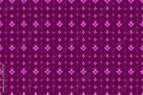 Geometric pixelated Arabic patterns on the fabric reflect the ornate and ethnicity,grid floral,grid colourful, backgrounds, seamless grid design for carpet,textile,textured,wallpaper,print,decorate