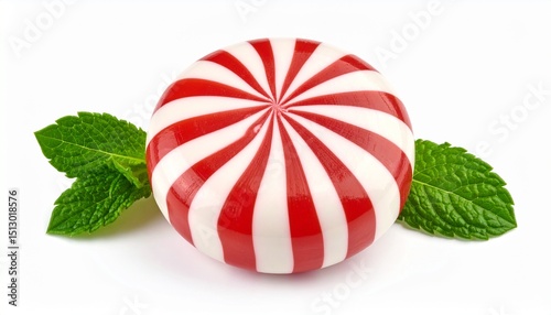 Fototapeta Round peppermint candy isolated on white background