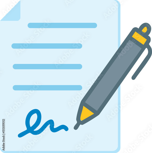 Contract signing color icon illustration