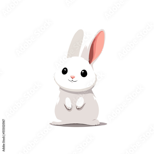 Cute White Easter Bunny Cartoon Standing Up