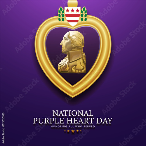 National Purple Heart Day August 7 Background Vector Illustration