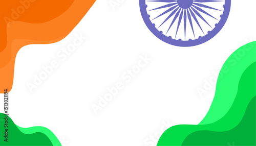 Abstract Indian Flag Design with Ashoka Chakra on Transparent Background