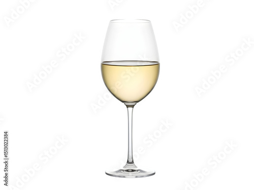 wine glass with white wine isolated on transparent background Generative Ai.
