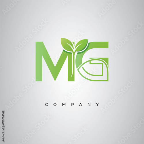 MG Natural Leaf Monogram Logo – Elegant Eco-Friendly Initial Design for Creative Branding & Organic Businesses"
