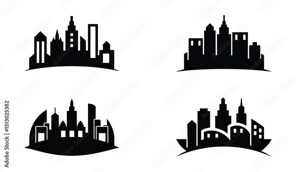 Obraz premium A high building dominates the cityscape, set against a black urban street silhouette.