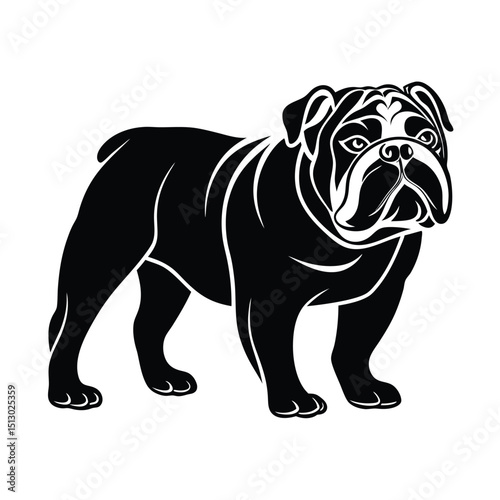 Bulldog dog silhouette Vector on white background