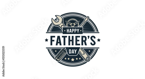 Vintage style fathers day emblem with tools and automotive theme design