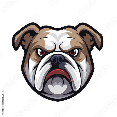 Bulldog face isolated vector illustration on white background