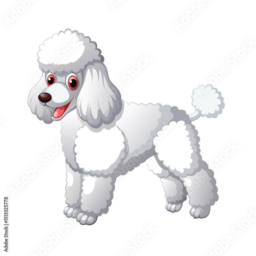 Cute Cartoon poodle dog breed isolated on a white background 