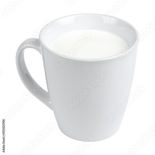 White Ceramic Mug Filled with Fresh Milk