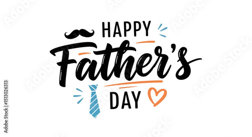 happy fathers day greeting card with decorative elements and mustache design