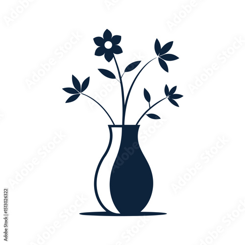 Elegant silhouette of a vase with flowers decorative modern design illustration