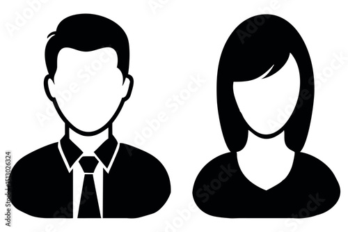 Vector set of diverse male and female user profile silhouettes for business communication icons