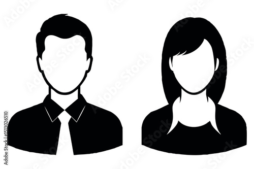 Vector set of diverse male and female user profile silhouettes for business communication icons