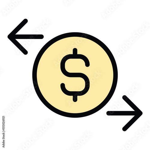 Transfer icon flat line style illustration representing movement of funds or data, suitable for finance, banking, and technology-related projects