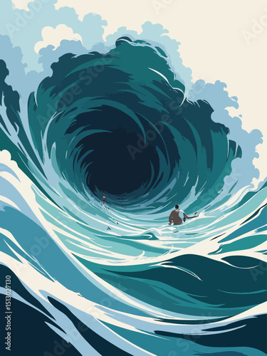  A huge tsunami over 100 meters high Even buildings are swallowed