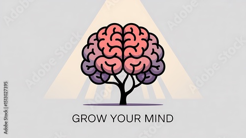 Grow your mind conceptual illustration brain tree