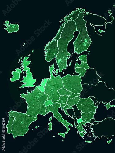  euro a map of europe showing all of the capital cities as a green dot connected by wires