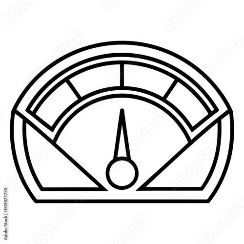 Minimal performance meter silhouette black icon vector on transparent background