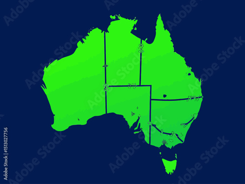 map of australia showing all of the capital cities as a green dot connected by wires