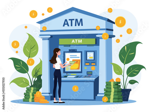 Payment banking finance money, ATM machine money deposit