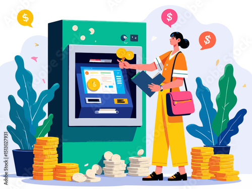 Payment banking finance money, ATM machine money deposit