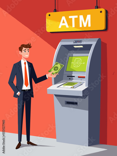 Payment banking finance money, ATM machine money deposit