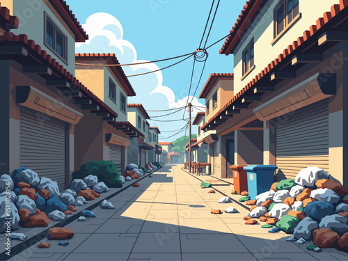 Rubbish and dirty area at the street of the village, Pile of garbage
