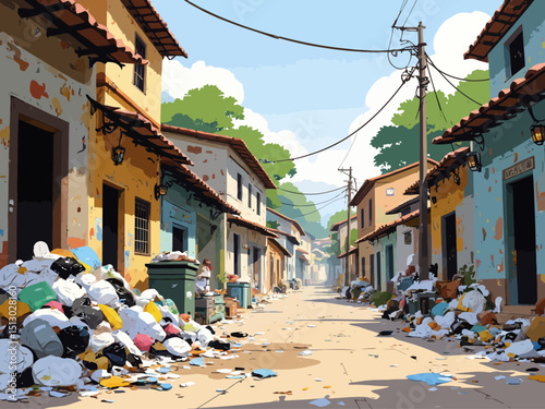 Rubbish and dirty area at the street of the village, Pile of garbage