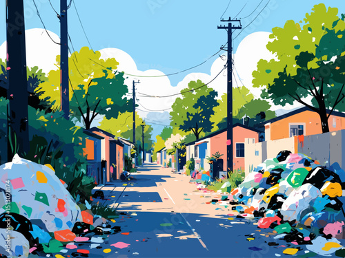 Rubbish and dirty area at the street of the village, Pile of garbage
