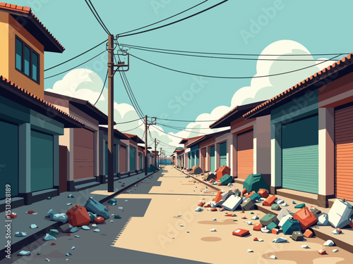 Rubbish and dirty area at the street of the village, Pile of garbage