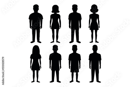Vector set of diverse male and female user profile silhouettes for business communication icons