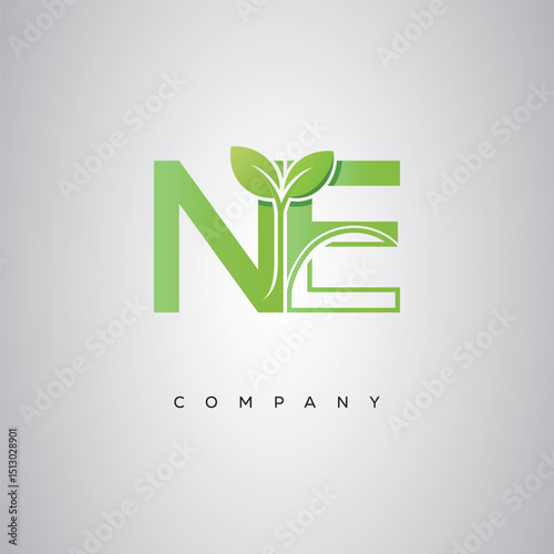 NE Natural Leaf Monogram Logo – Elegant Eco-Friendly Initial Design for Creative Branding & Organic Businesses"