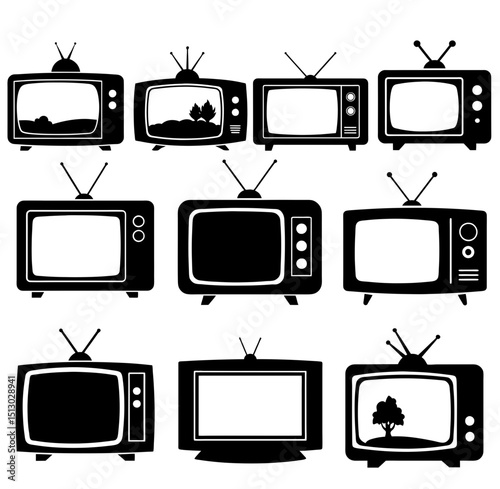 Television silhouette vector illustration