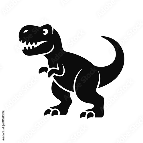 Vector illustration of dinosaur silhouette including Stegosaurus, Brontosaurus, Velociraptor, Triceratops, Tyrannosaurus rex, and Spinosaurus
