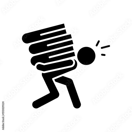 Education Stress Icon Solid Style with Glyph Symbol Illustrating Academic Pressure School Challenges and Mental Health Awareness