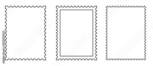 Set of postage stamps template.vector  postage stamp with black outline postage stamp frame. Postage stamp vector icons. Postage stamp set. Mockup postage stamps. Blank postage stamp borders.