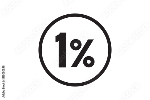 1% icon vector image on white background.