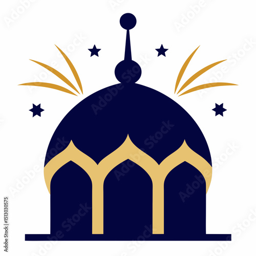 islamic festival vector   stylized dome with firew 