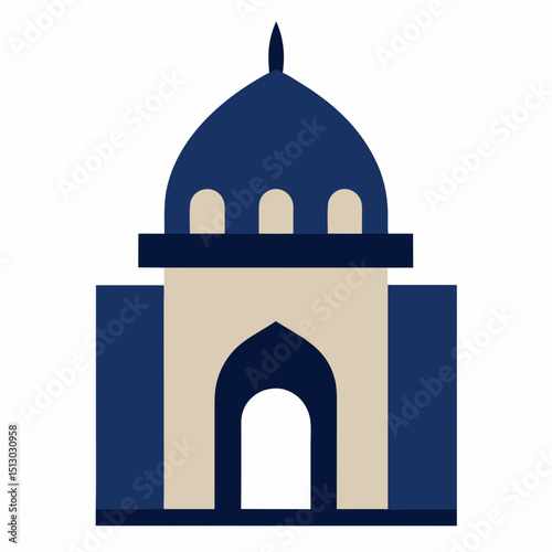 minimal mosque vector illustration   slate blue 